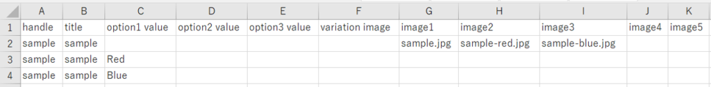 CSV with image file names